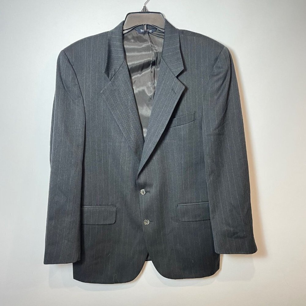 Burberrys‎ Men Vintage Wool Stripe Sports Coat Blazer Jacket Gray 42 2 Button